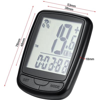 Draadloze Fietscomputer Fietssnelheidsmeter Waterdichte Fietscomputer met Snelheidssensor LED zwart/rood