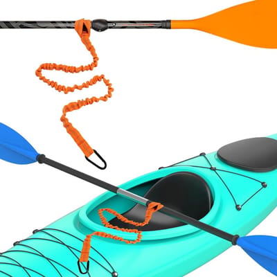Stretchable Coiled Lanyard voor Kayak, Oranje Peddelriem met Karabijnhaak, Veiligheidsaccessoire voor Vissen en Peddelen, Ideaal voor Kajakken en Vissers
