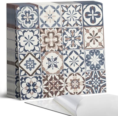 Coloray Plaktegels - Decoratieve tegelpatronen Portugese Tegels - 30 cm x 30 cm - Beige Plaktegels - 9 stuks - Vierkant PVC Tegels - Plaktegels Keuken - Zelfklevende Vloertegels - Vinyltegels Vloer Zelfklevend - Zelfklevende Tegels