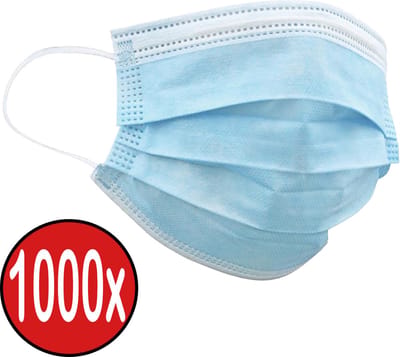 Mondkapje Wegwerp Blauw Mondmasker Mondkapje Wegwerp Mondkapjes Niet Medisch Universeel - 1.000x