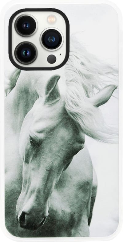 ADEL Siliconen Back Cover Softcase Hoesje Geschikt voor iPhone 14 Pro - Paarden Wit
