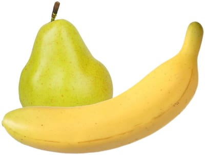 Kunstfruit Banaan en Peer - decoratie - kunststof - real touch - fruit