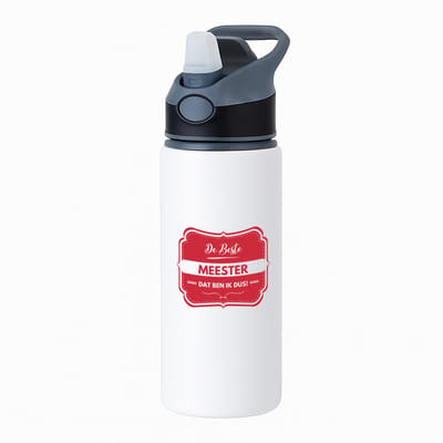 Hacebo® - De beste meester, dat ben ik dus waterfles met rietje zwart - iemand die een meester is - beste ooit - werk - collega - school - verjaardagscadeau - kado - gift - geschenk - afscheidscadeau - welkomscadeau - water fles - 650ML