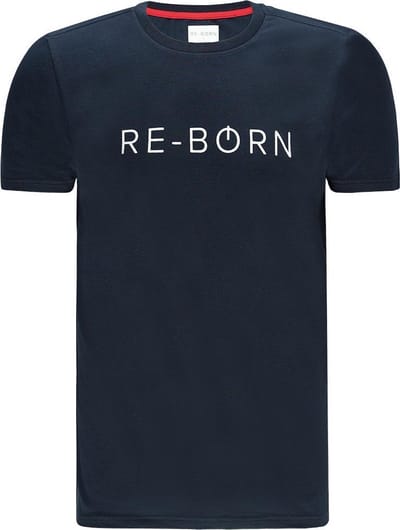 Re-Born - Sportkleding - Sport t-shirt - Logo shirt - Korte mouw t-shirt - Langer shirt - Heren - Donkerblauw - Maat M