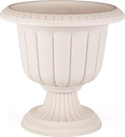 Sierlijke crèmkleurige - bloempot - op voet - 35x25cm 9.8L - UV bestendig - Hoog - Hoge - Ronde - Kruidenbak - Plantenbak - Nergiz