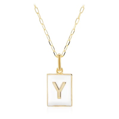 Cavill - Zilveren halsketting 925 sterling zilver verguld - Verstelbare letterhanger ketting Y - Elegant cadeausieraad 45-50 cm