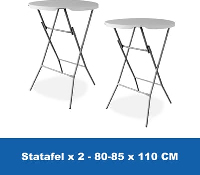 Statafel x 2 - ∅ 80-85 x 110 cm – Statafels Inklapbaar – Robuust + Weerbestendige Cocktailtafel – Makkelijk op te bergen Inklapbare Partytafel – Evenement en Feest Tafel - Staantafel