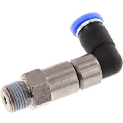 4mm & R1/8'' L-stuk Hoge Snelheid Draaidoorvoer Insteek Buitendraad Vernikkeld Messing/PBT NBR