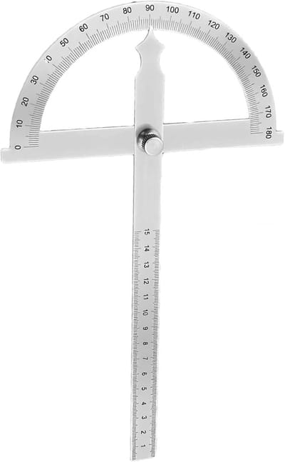 SnelShoppen - Metalen Hoekmeter 0-180°, RVS Hoekmeter met Bevestigingsbout, Hoekmeter met 150 mm Rolmaat, Perfect voor Precisie Metingen