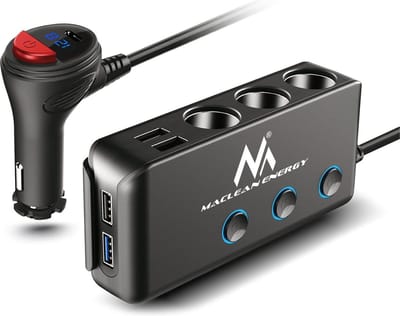 Autolader Triple Car Socket (2x USB ) MACLEAN 3 auto sigarettenaanstekerstekkers 2 poorten USB