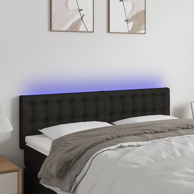 vidaXL - Hoofdbord - LED - 144x5x78/88 - cm - stof - zwart