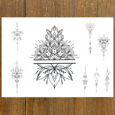 GetGlitterBaby® - Plak Tattoos / Tijdelijke Tattoo / Nep Tatoeage / Festival Tattoes / Temporary Face Body Glitter Tattoo Sticker - Unalome