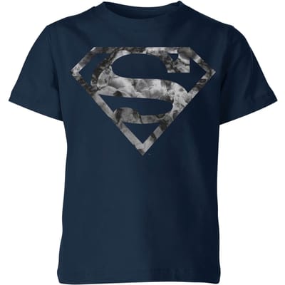 Marble Superman Logo Kids' T-Shirt - Navy - 98/104 (3-4 jaar)