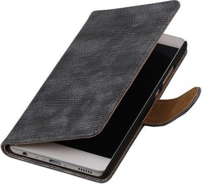 Grijs Mini Slang booktype cover hoesje voor Huawei P9