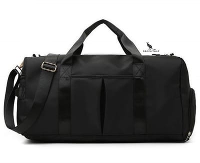 San Vitale® - Medium Sporttas - Weekendtas - Yoga tas - Schooltas - Voetbal Tas - Voetbaltas met Bodemvak - Reis tas - incl. Schoenen vak - 20L - Weekender - Hand bagage - Zwart