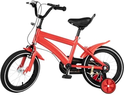 Sportieve Kinderfiets 14 Inch met Steunwielen voor Jongens en Meisjes van 3 tot 6 Jaar