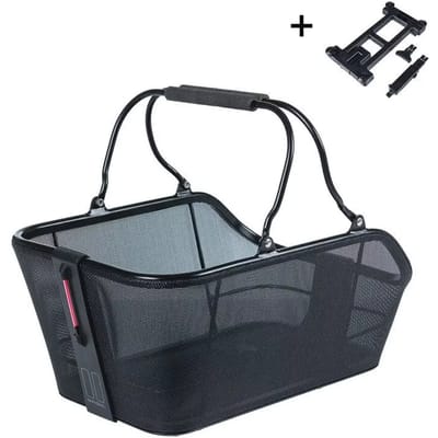 Basil Cento Tech Fiber fietsmand Nordlicht MIK, solid zwart- geïntegreerde LED-strip -