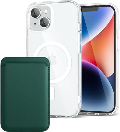 Shockproof Anti Shock Back Cover Hoesje Compatibel met MagSafe Geschikt voor: Apple iPhone 13 met Magnetische Pasjeshouder - Groen