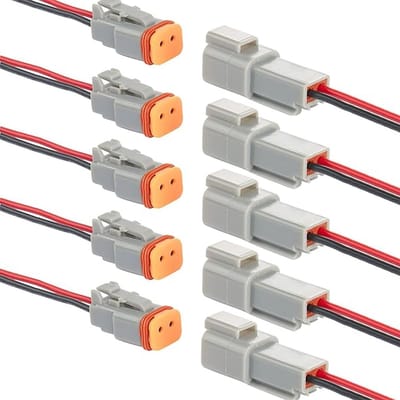 DT Stekker Connectors - Waterdichte Stekkers - Kabel Verbindingen - IP68 Waterdicht - 5 Paar - Grijs