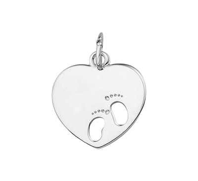 Zilver Gerhodineerde Graveerhartje gestanste voeten 1329801