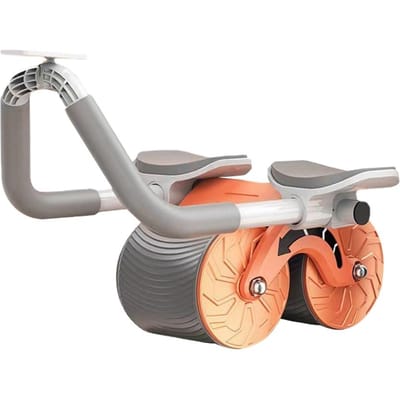 Roue abdominale à rebond automatique, rouleau d'exercice musculaire abdominal avec minuterie, Support de coude orange