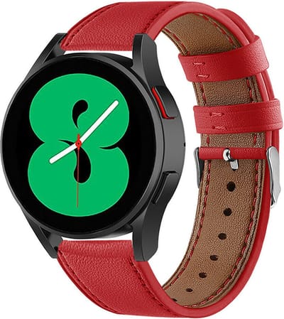 Strap-it Leren bandje - geschikt voor Samsung Galaxy Watch 7 (40 & 44mm) / Galaxy Watch 6 (Classic) / Galaxy Watch 5 / Galaxy Watch 5 Pro / Galaxy Watch 4 / Watch 4 Classic / Watch FE - bandje leer voor Galaxy Watch 4-5-6 alle varianten - rood
