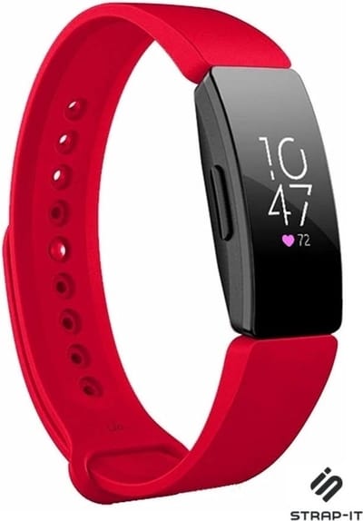Siliconen Smartwatch bandje - Geschikt voor Fitbit Inspire / Inspire HR / Inspire 2 silicone band - rood - Strap-it Horlogeband / Polsband / Armband - Maat: Maat L