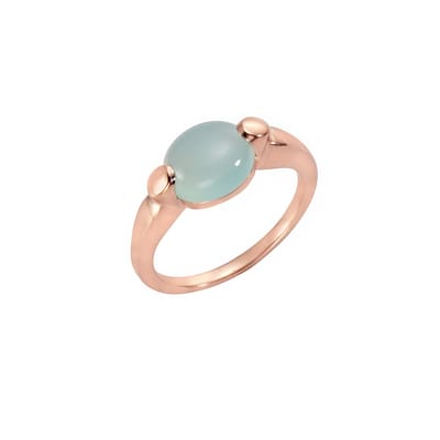 Jamelli Ring Silber 925 rosé-vergoldet mit echtem Paraiba Chalcedon 10x8mm