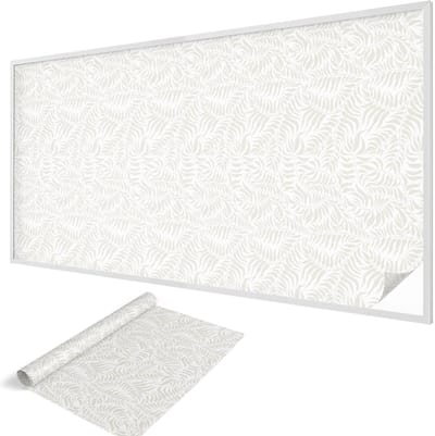 Wallfluent Glas in Lood Raamfolie - Bladrijke elegantie Glas in Lood Folie - 200x100 cm - Wit Plakfolie Raam Glas in Lood - Decoratieve Plakfolie Glas in Lood - Voor de woonkamer, voor het kantoor, voor de hal - Glas in Lood Folie voor Raam