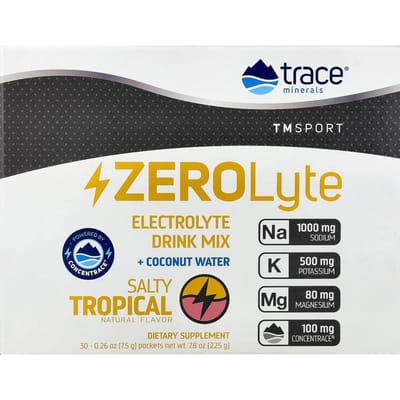 Tm Sport, Zerolyte Elektrolytendrank Mix + Kokoswater, Zout Tropisch, 30 Zakjes, 7,5G (0,26 oz) Elk