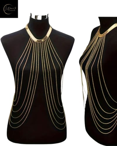 Erotische Bodychain met Luxe Giftbag – Sexy Halsketting – Goud – Erotisch Lichaamssierraad – Lingerie Accessoire – Lingerie, Festival & Clubwear – Body Harnas – One Size – Premium Kwaliteit | Dare to Undress