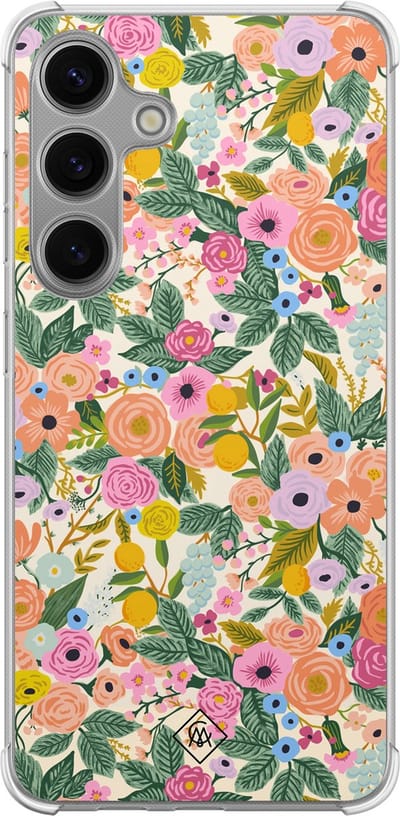 Casimoda® hoesje - Geschikt voor Samsung Galaxy S24 Plus - Pink Gardens - Shockproof case - Extra sterk - TPU/polycarbonaat - Roze, Transparant