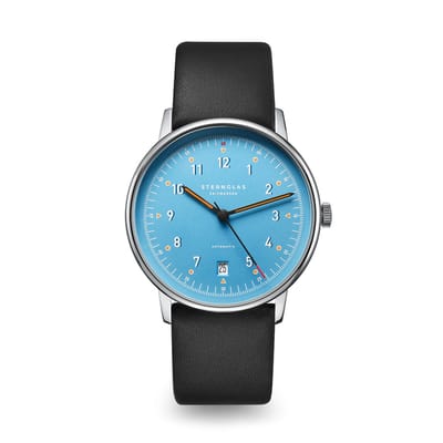 Sternglas S02-LM17-PR07 LUMATIK Heren Horloge - Saffierglas - Staal/Leer - Zilverkleurig - Ø 38 mm - Automatisch - Gesp - 5 ATM (douchen)