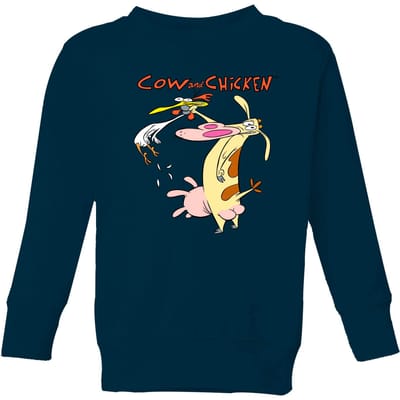 Cow and Chicken Characters Kids' Sweatshirt - Navy - 98/104 (3-4 jaar)