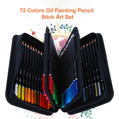 Crayon de Peinture à l'Huile avec 1 * Gomme / 1 * Taille-crayon Bâton Kit Set d'Art Huileux Doux 72pcs