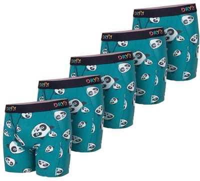 Dryly Plaswekkerbroekje Jongens (5-pack) - Zindelijkheidstraining - Wizzu Boxershort - Blauw met pandabeer figuurtjes - Plaswekker - Maat 98-104