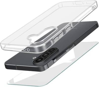 Mayaxess, Beschermingspakket Geschikt voor Samsung Galaxy A56 Zacht omhulsel en gehard glas, Transparant