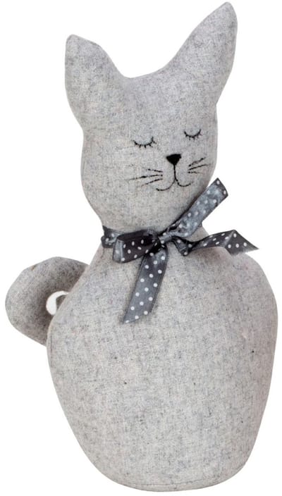 Deurstopper - poes/kat - grijs - 25 x 13 cm - dieren - kinderkamer - bescherming