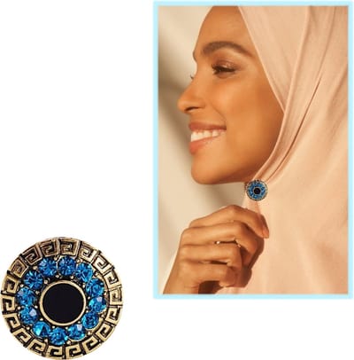 Fako Bijoux® - Hoofddoek Magneet - Magneetbroche - Magnetische Broche - Magneet Broche - Sjaal - Hijab - Abaya - 21mm - Kristal - Blauw