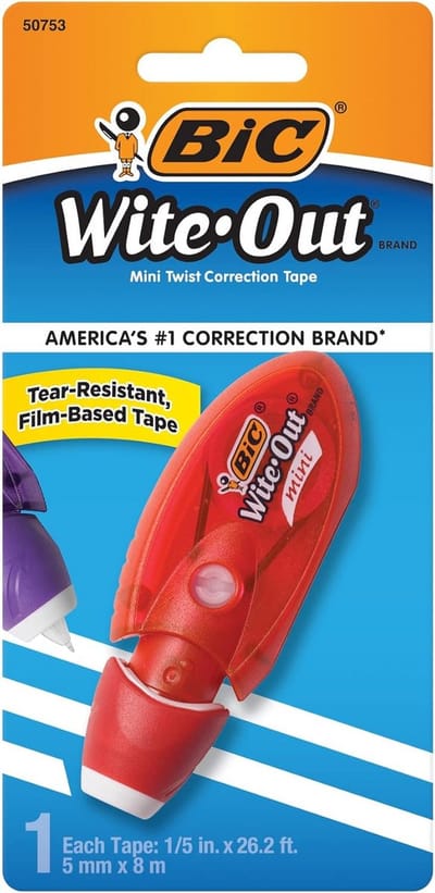 Bic Wite-Out Merk Mini Twist Correctie Tape, Wit, 1-Count
