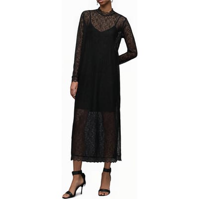 AllSaints Katlyn Lace Dress Black Size: 34 | Midi Dresses Outlet | Dames | Zwart