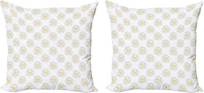 ABAKUHAUS Zwart-gele decoratieve kussenhoes, 2 stuks, Bolt Sunburst, 40x40 cm, zwart en geel