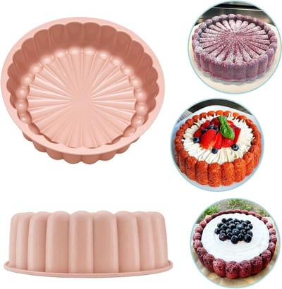 Siliconen Cakevorm - Antiaanbaklaag - 1 stuk - Roze - 8 inch