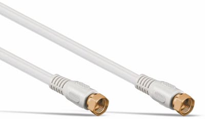 F-Stecker - F-Stecker verg. Ferrit, weiß, 3,75m