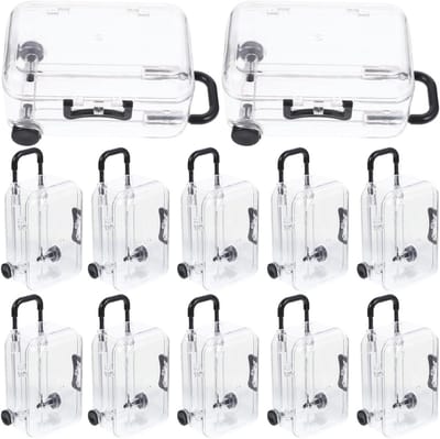 Set van 12 Miniature Trolley Candy Boxen voor Trouwen - Grote Gasten Geschenken, Reisdozen en Koekjesdozen in Zwart