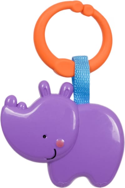 Speelgoedtopdeals - Rammelaar Hangspeeltje Buggyspeeltje - Neushoorn paars