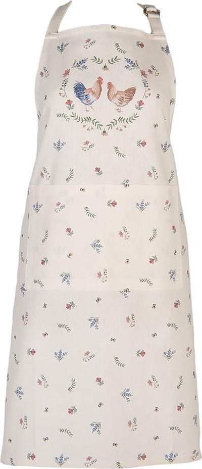 Clayre & Eef Keukenschort 70x85 cm Beige Blauw Katoen Kip en Haan