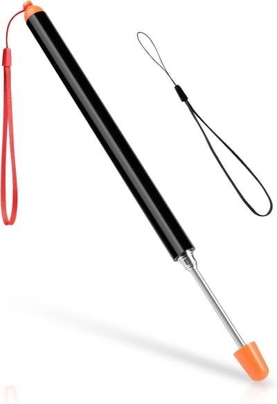 Uitschuifbare aanwijzer 120 cm - Telescopische stang roestvrij staal met lanyards voor whiteboard en presentaties