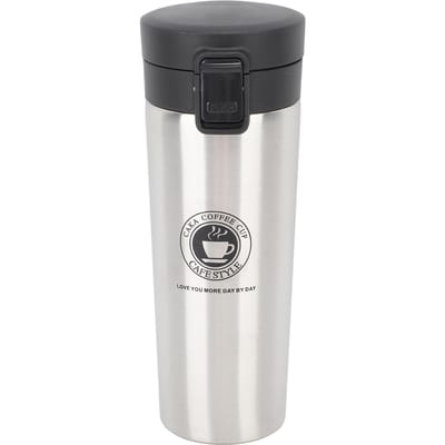 Geïsoleerde Koffiemok Roestvrij Staal Reiskoffiekop Draagbare Geïsoleerde Auto Koffiekop met Deksel 500ML white