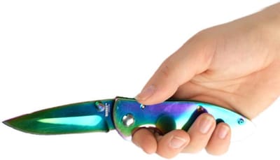 Homeij Apache Zakmes - RVS - Titanium Regenboogcoating